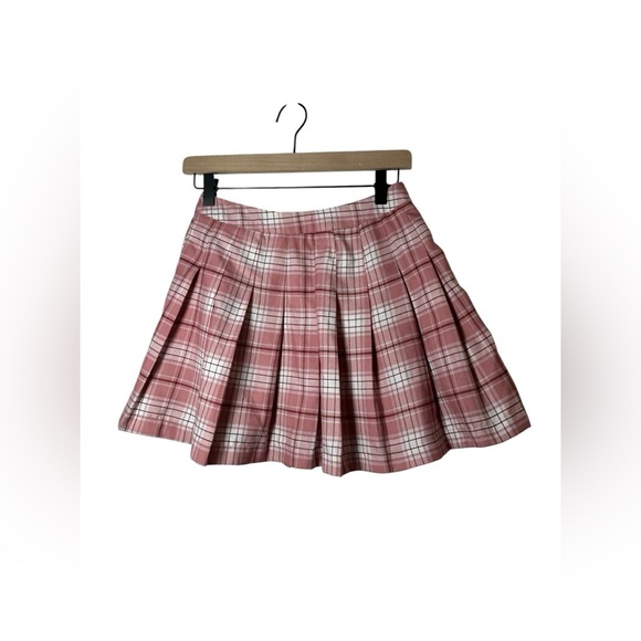 Forever 21 Pink Plaid Pleated Mini Skirt - Size Small Y2K - Picture 1 of 6